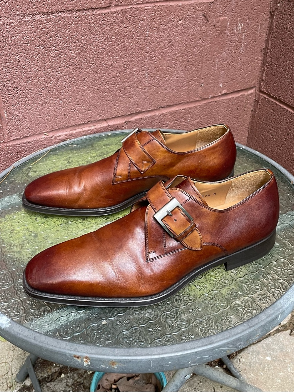 Magnanni Monk Strap Leather Dress Shoes Size 10.5
